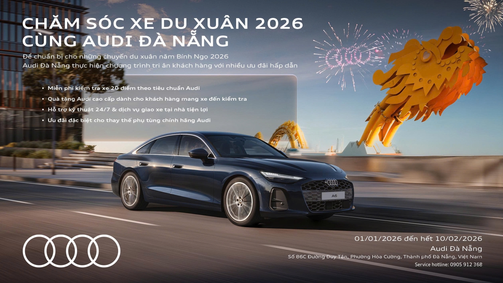 TẬN HƯỞNG CHƯƠNG TRÌNH CHĂM SÓC XE DU XUÂN 2026 CÙNG AUDI ĐÀ NẴNG